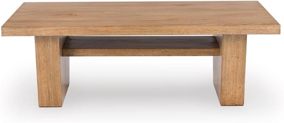 Signature Design by Ashley Kristiland Classic Cocktail Table with 1 Lower Shelf, Light Brown