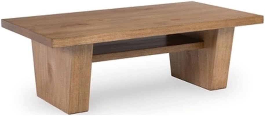 Signature Design by Ashley Kristiland Classic Cocktail Table with 1 Lower Shelf, Light Brown
