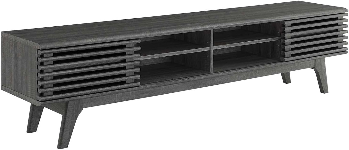 Modway Render 70" Mid-Century Modern Low Profile Media Console TV Stand, 70 Inch, Walnut Walnut