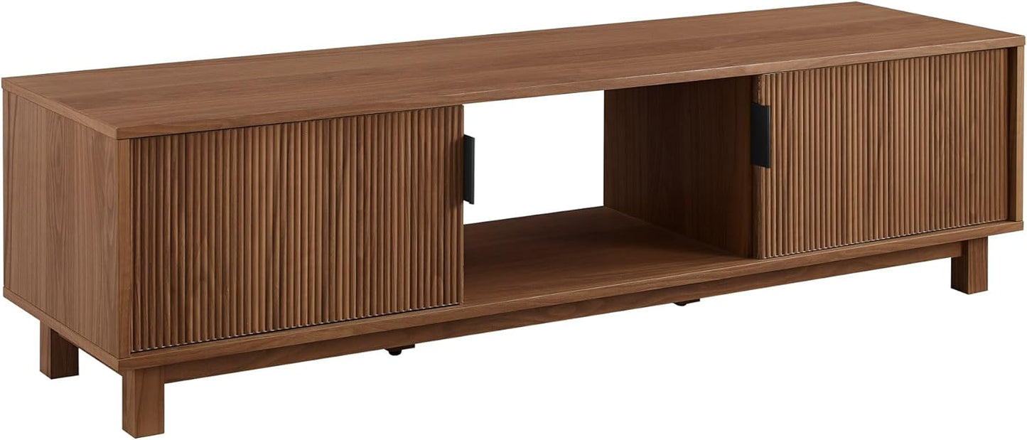 Walker Edison Arundo Fluted TV Stand for TVs up to 80 Inches, 70" TV Stand, Mocha