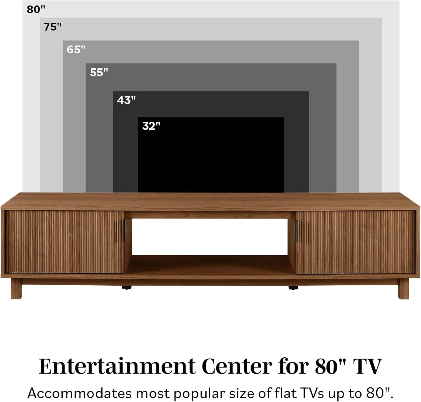Walker Edison Arundo Fluted TV Stand for TVs up to 80 Inches, 70" TV Stand, Mocha