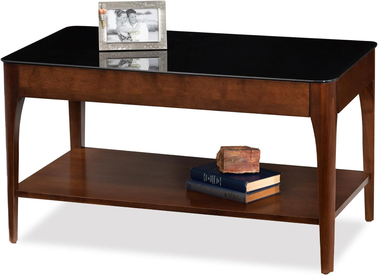 Leick Home Mission Coffee Table, Solid Wood Construction, Two Drawers, One Shelf, Slatted Sides, Medium Oak, 48.0 in. W x 24.0 in. D x 19.0 in. H, 8204