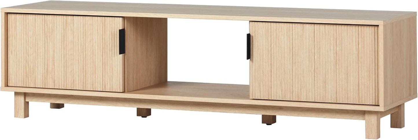 Walker Edison Arundo Fluted TV Stand for TVs up to 80 Inches, 70" TV Stand, Mocha