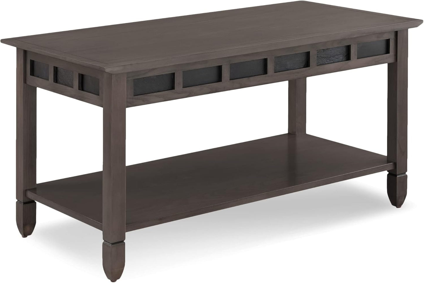 Leick Home Mission Coffee Table, Solid Wood Construction, Two Drawers, One Shelf, Slatted Sides, Medium Oak, 48.0 in. W x 24.0 in. D x 19.0 in. H, 8204