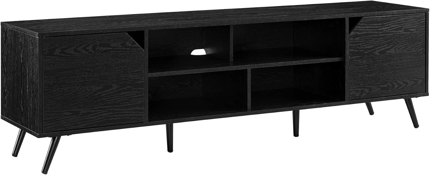 Walker Edison Nora Modern Minimal Open-Shelf TV Stand for TVs up to 90 Inches, 80 Inch, Dark Walnut