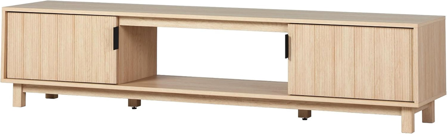 Walker Edison Arundo Fluted TV Stand for TVs up to 80 Inches, 70" TV Stand, Mocha