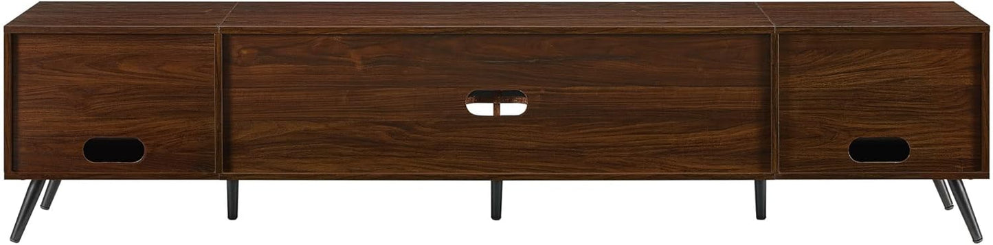 Walker Edison Nora Modern Minimal Open-Shelf TV Stand for TVs up to 90 Inches, 80 Inch, Dark Walnut