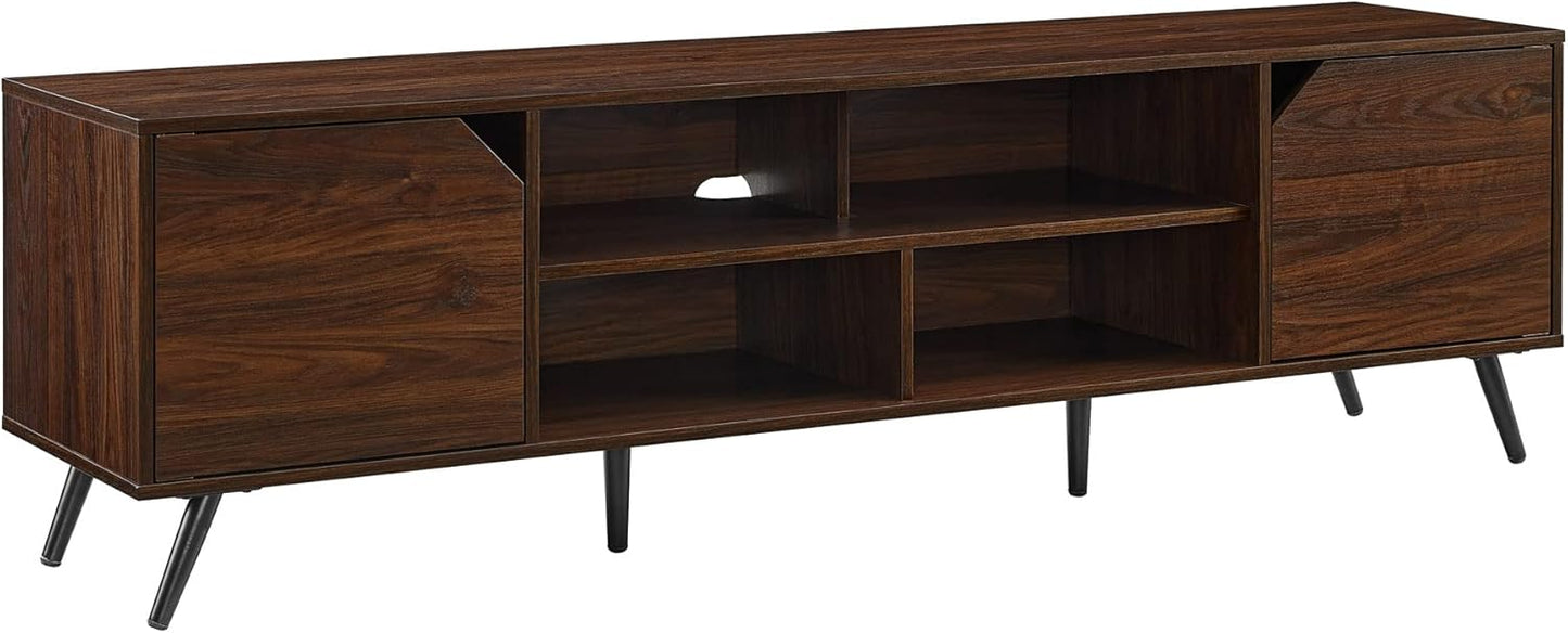 Walker Edison Nora Modern Minimal Open-Shelf TV Stand for TVs up to 90 Inches, 80 Inch, Dark Walnut