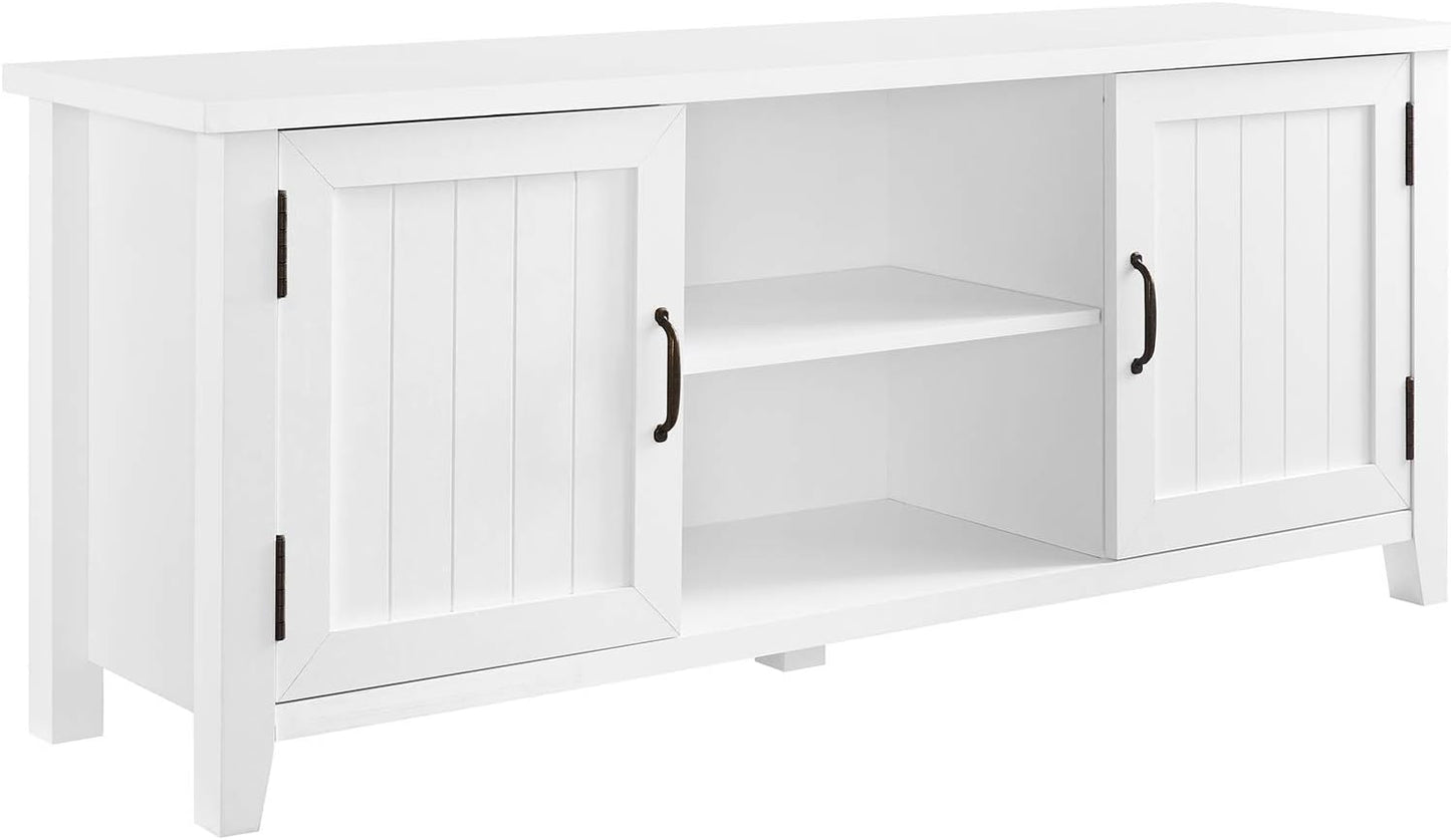 Walker Edison Buren Classic Grooved Door TV Stand for TVs up to 65 Inches, 58 Inch, Walnut