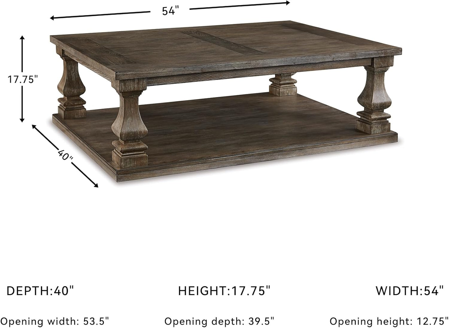 Signature Design by Ashley Johnelle Farmhouse Coffee Table with Weathered Gray Finish, Gray