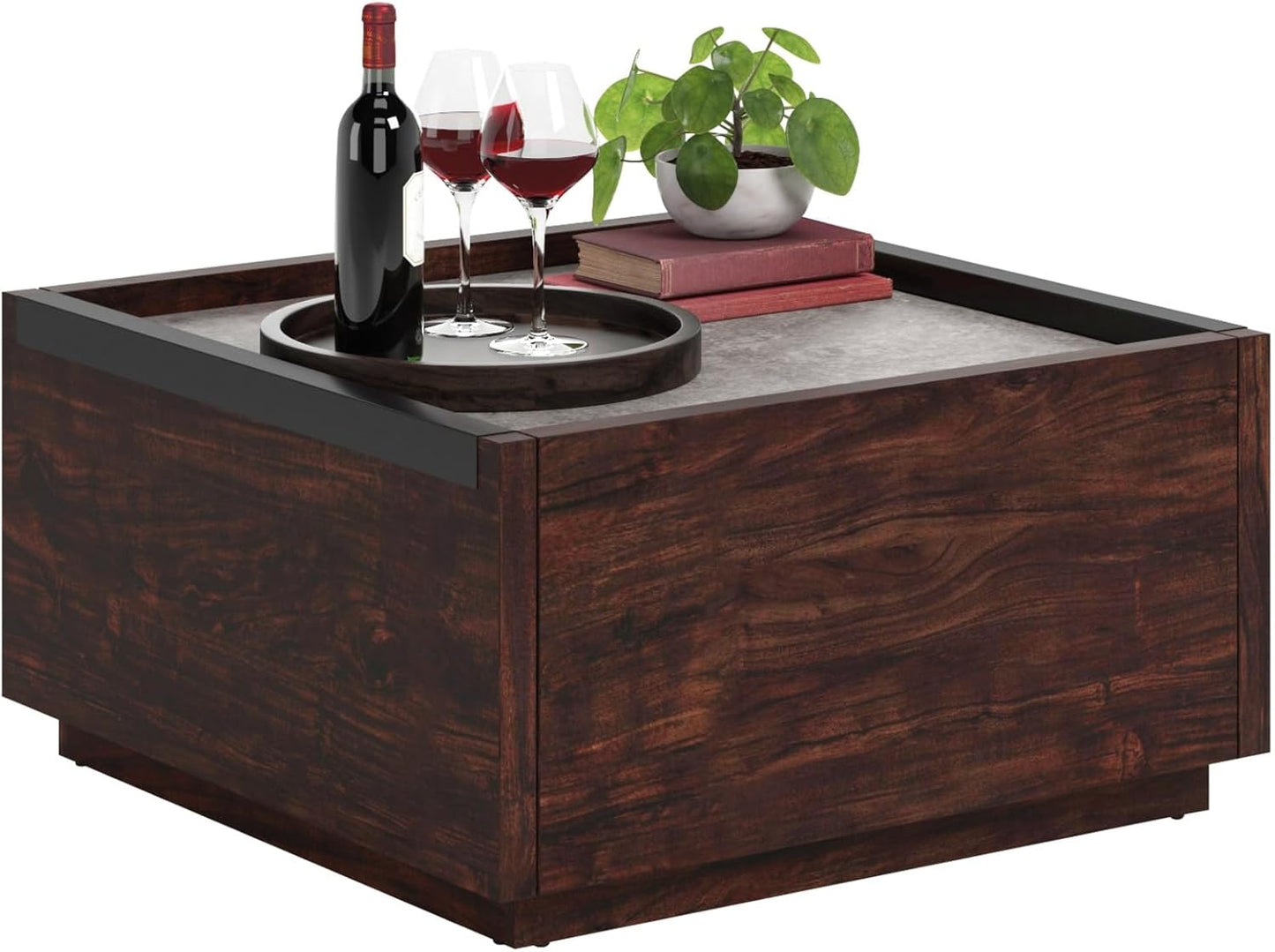 Sauder Manhattan Gate Modern Square Coffee Table, Rich Walnut Finish