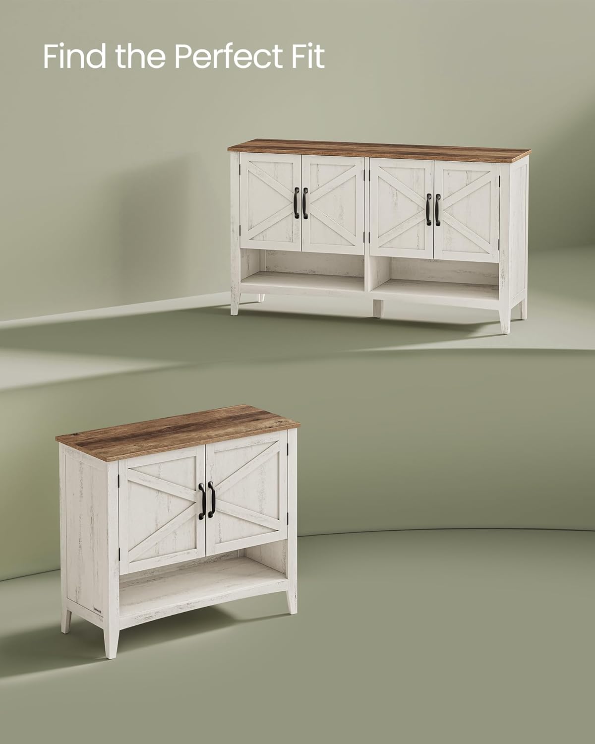 VASAGLE Shoe Cabinet, 3-Tier Shoe Storage Organizer, Farmhouse Freestanding Cabinet with Height-Adjustable Shelf, 13.8 x 47.2 x 27.6 Inches, Entryway, Rustic White ULBC039W01