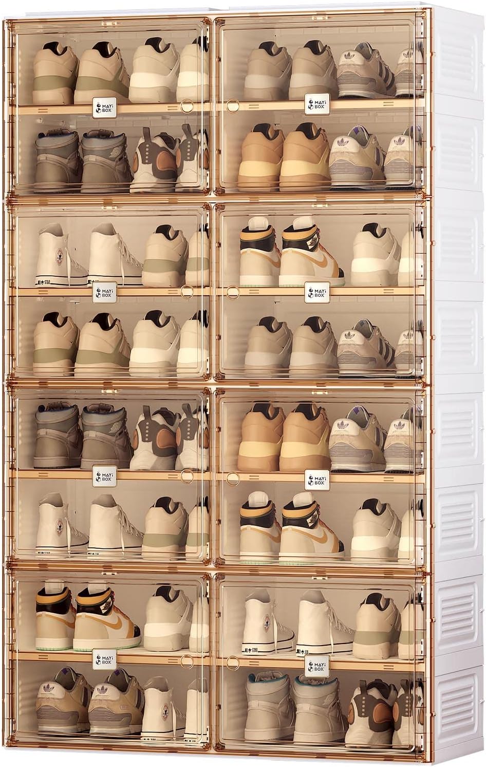ANTBOX Portable Shoe Rack Organizer for Closet Entryway, Stackable Sneaker Storage Shoe Cabinet with Magnetic Clear Door, Large Plastic Storage containers Bins with Lids 10 Tiers 40 Pairs