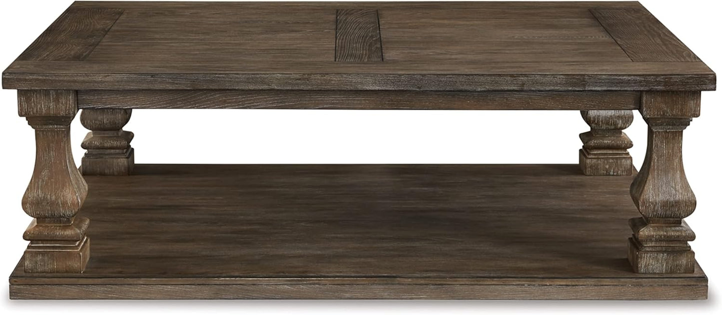 Signature Design by Ashley Johnelle Farmhouse Coffee Table with Weathered Gray Finish, Gray