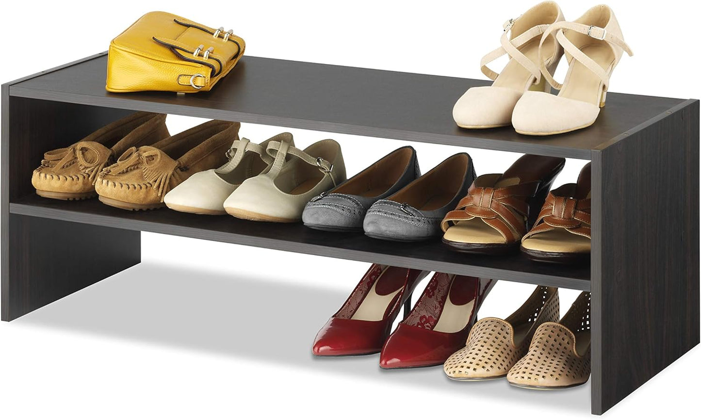 Whitmor Stackable 2-Tier Shoe Shelf, 31 inch, Espresso