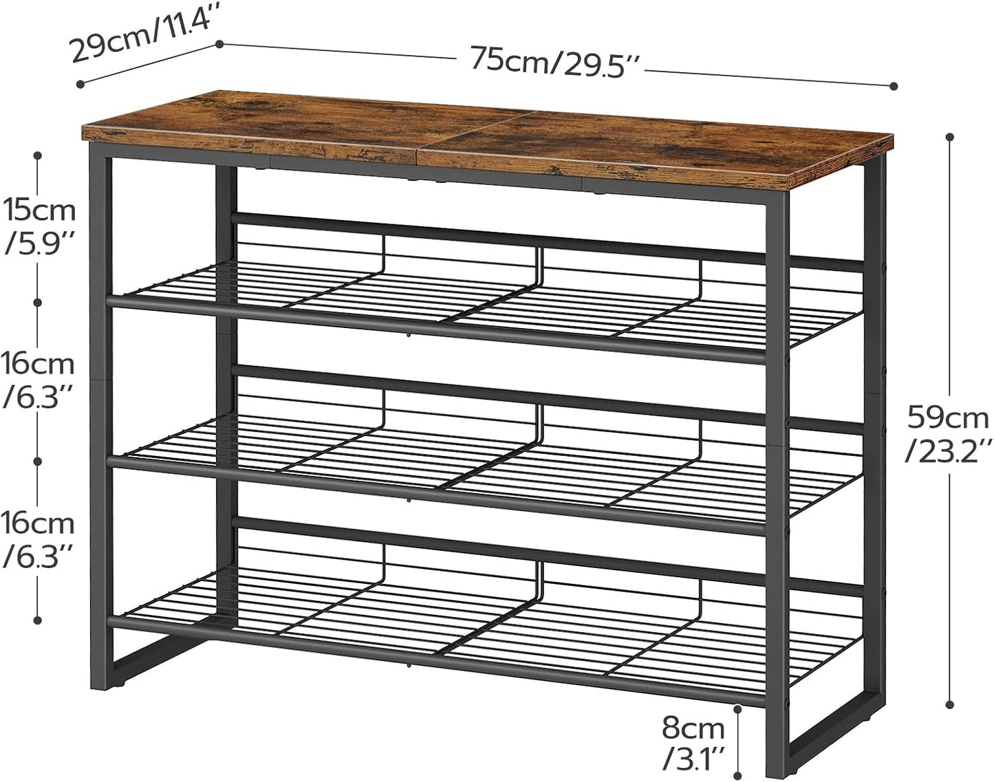 HOOBRO Shoe Rack, 4 Tier Shoe Organizer, Adjustable Shoe Shelves, Flat or Slanted, Holds 9-12 Pairs, Stable and Durable for Entryway, Closet, Rustic Brown and Black BF09XJ01