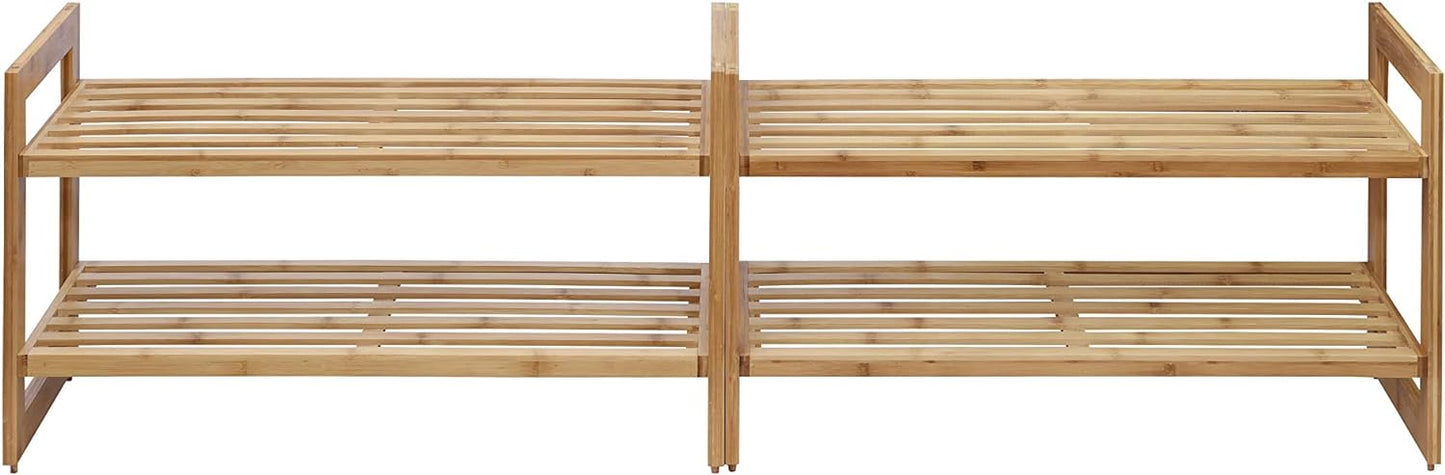 TRINITY Basics 2-Tier Stackable Bamboo Shoe Rack - (2 Pack) (TBFLNA-24112)