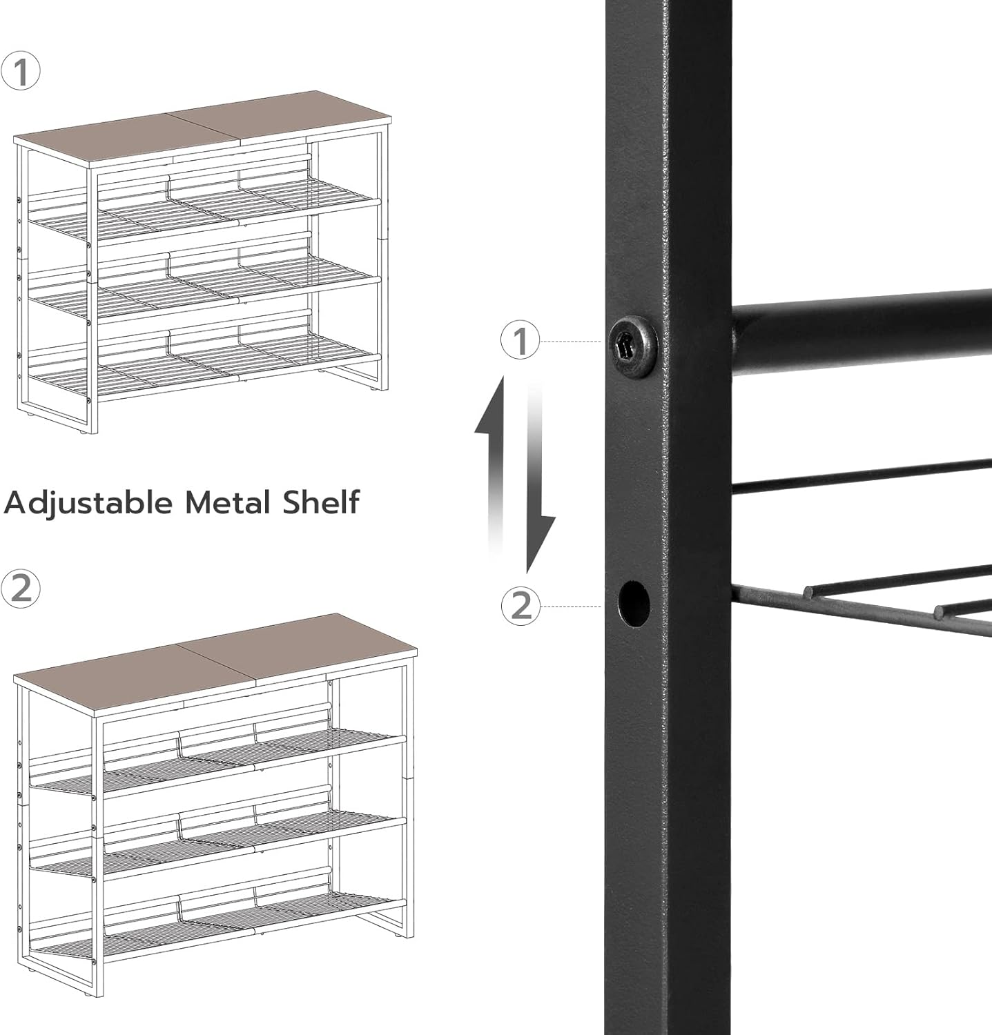 HOOBRO Shoe Rack, 4 Tier Shoe Organizer, Adjustable Shoe Shelves, Flat or Slanted, Holds 9-12 Pairs, Stable and Durable for Entryway, Closet, Rustic Brown and Black BF09XJ01