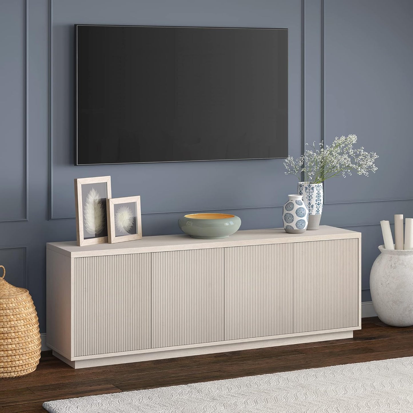 Henn&Hart Hanson, 70'' Rectangular TV Stand, Alder White