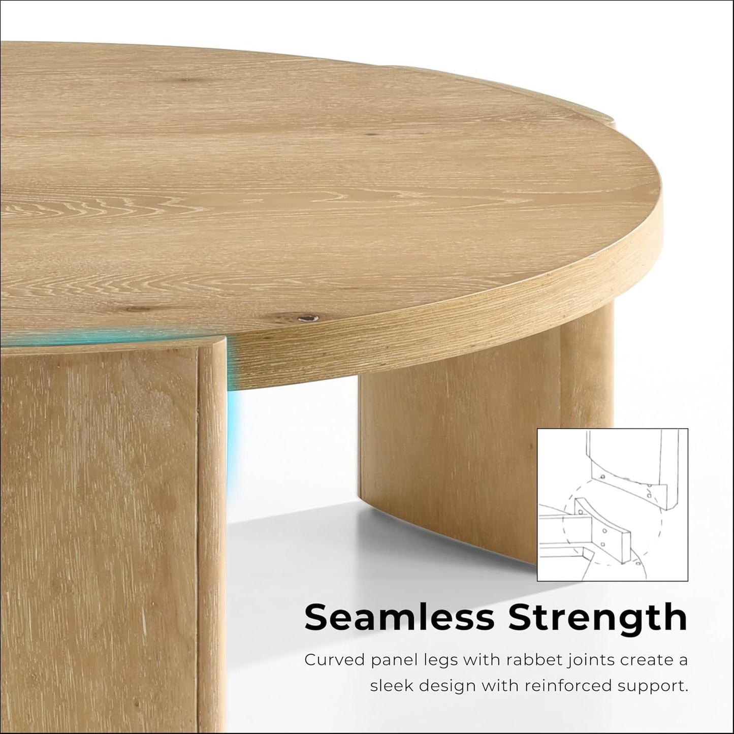 Furniture of America Carys Modern Solid Wood 42-inch Round Coffee Table with Plinth Base, Living Room Furniture for Small Space, Home Office, Oak