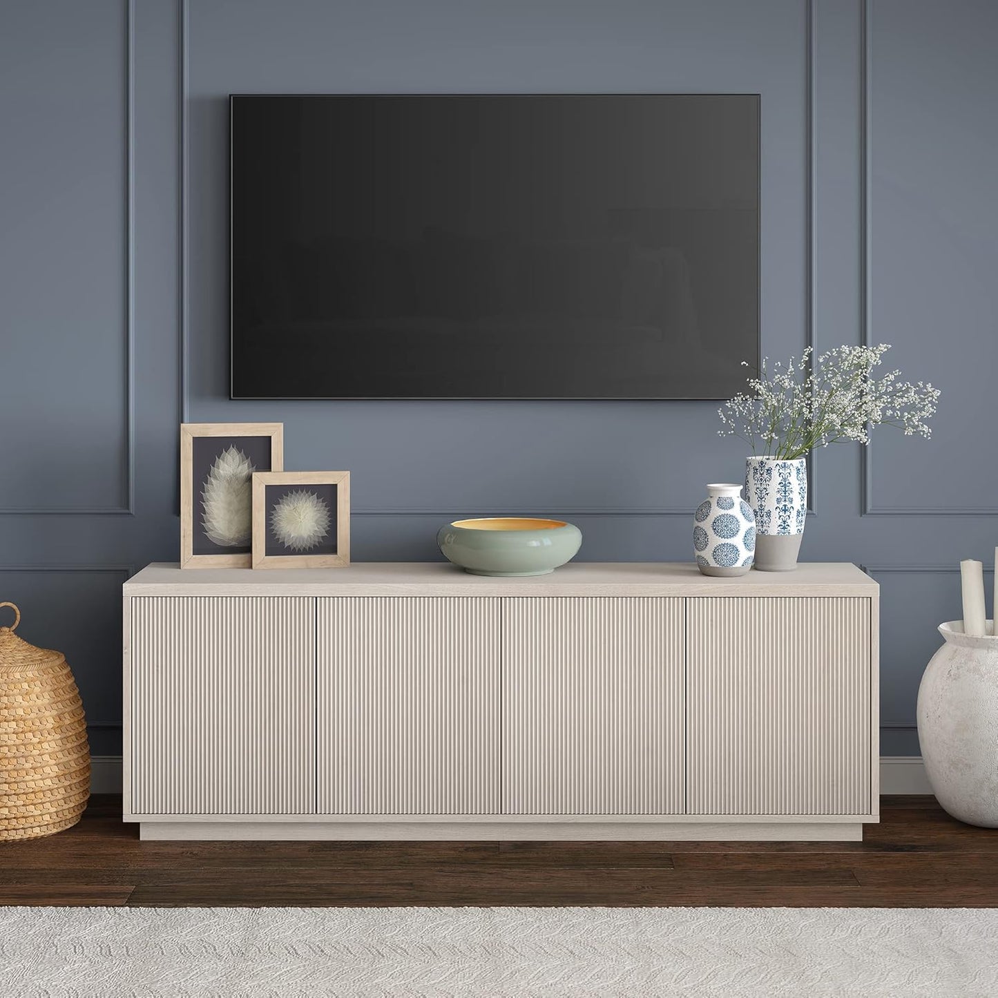 Henn&Hart Hanson, 70'' Rectangular TV Stand, Alder White