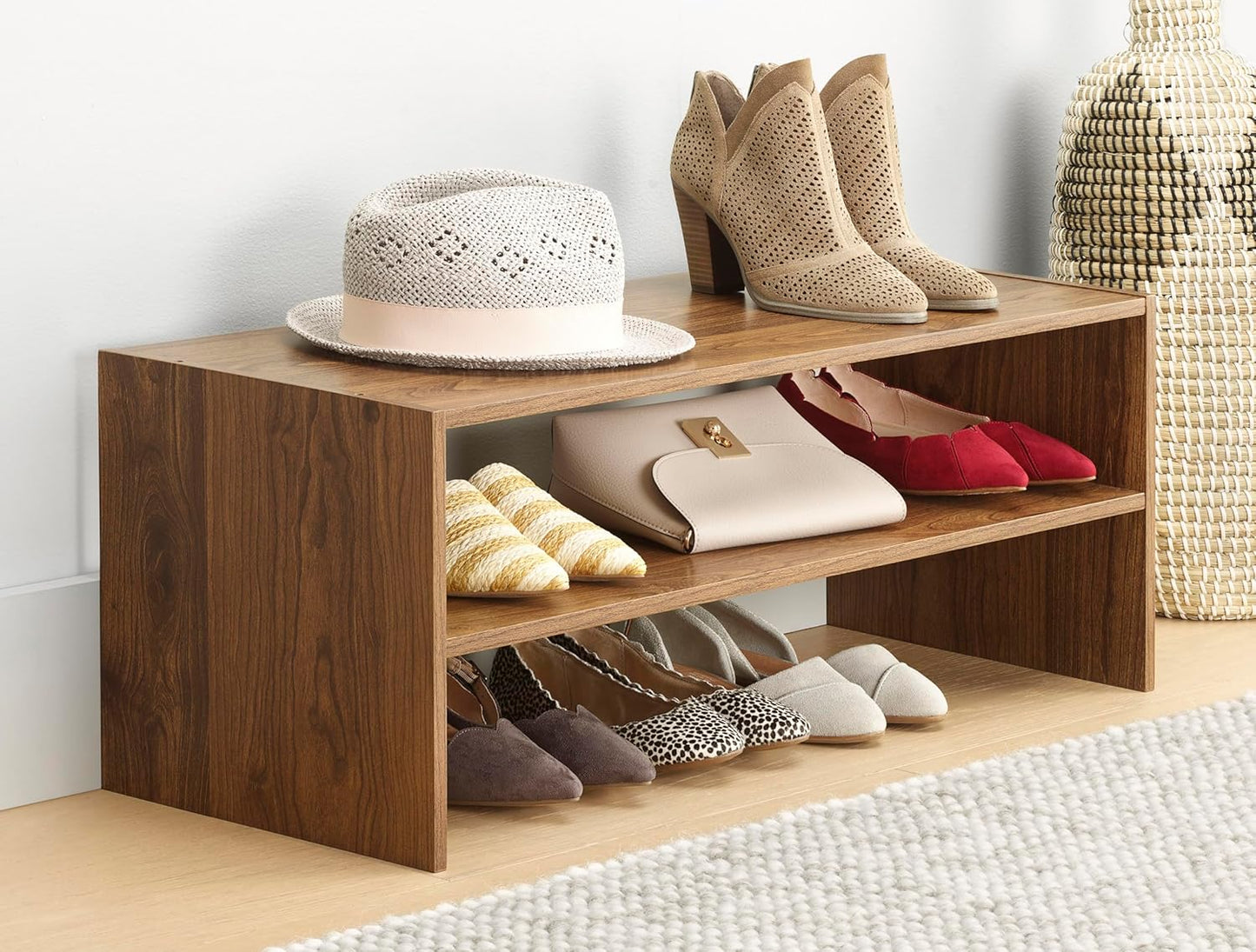 Whitmor Stackable 2-Tier Shoe Shelf, 31 inch, Espresso